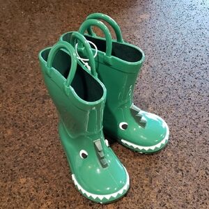 Green Dinosaur Kids Rain Boots